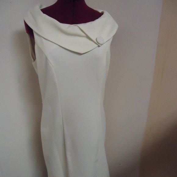 Eden Court Size 6 Cream Cowl Neck Midi Length Dress - Picture 2 of 8